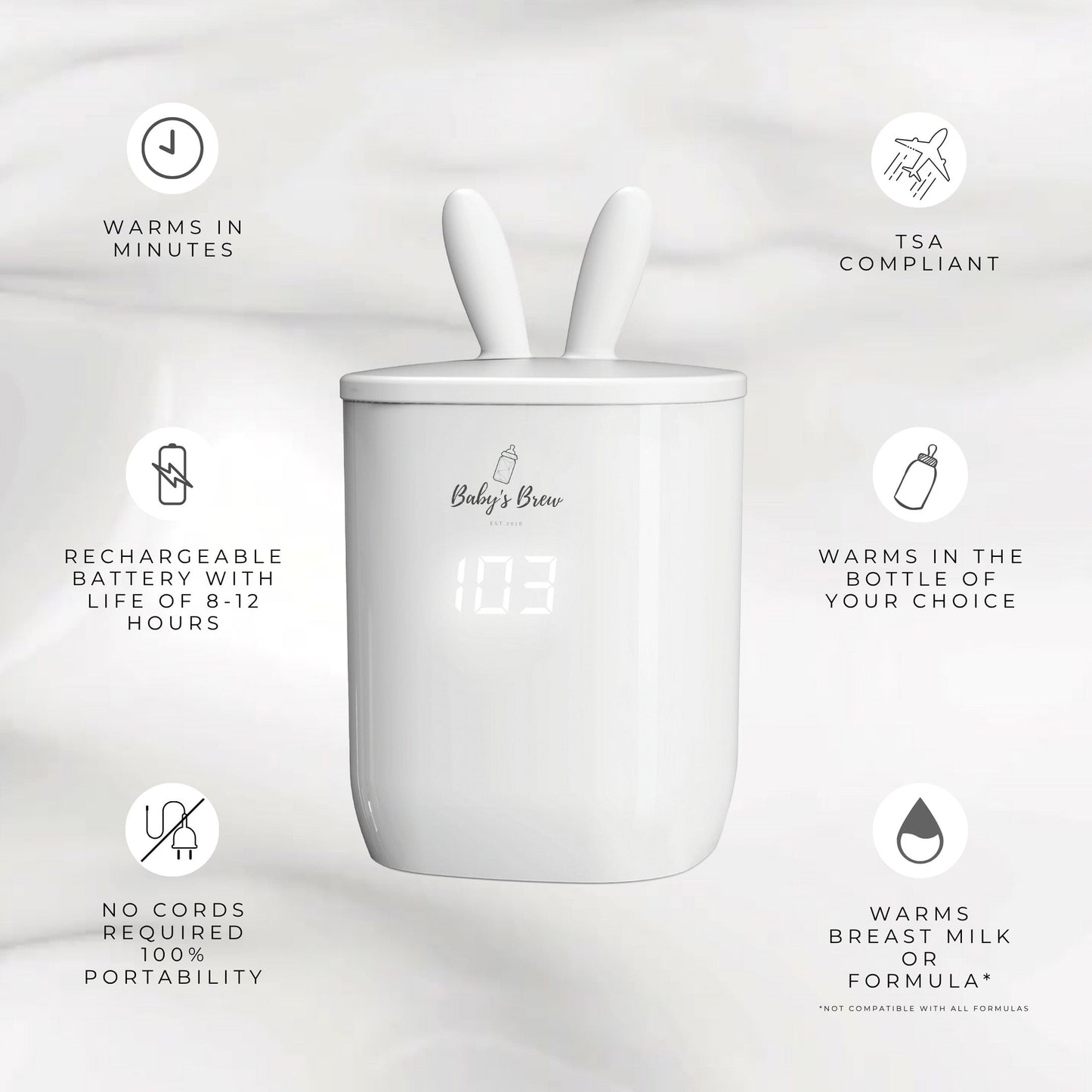 Portable Bottle Warmer with 4 Adapters